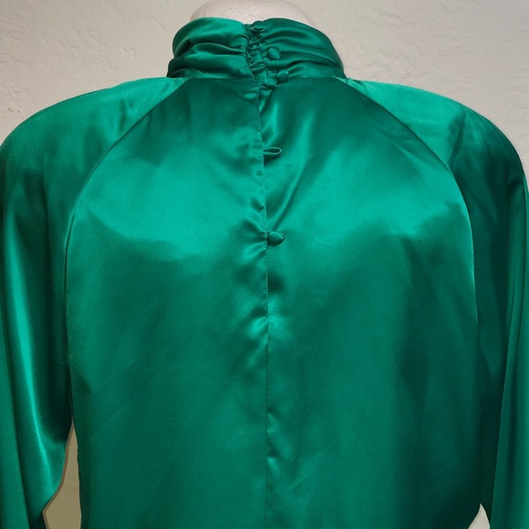 JUSTIN TODD Size:12 High Neck Satin Blouse - Picture 4 of 6